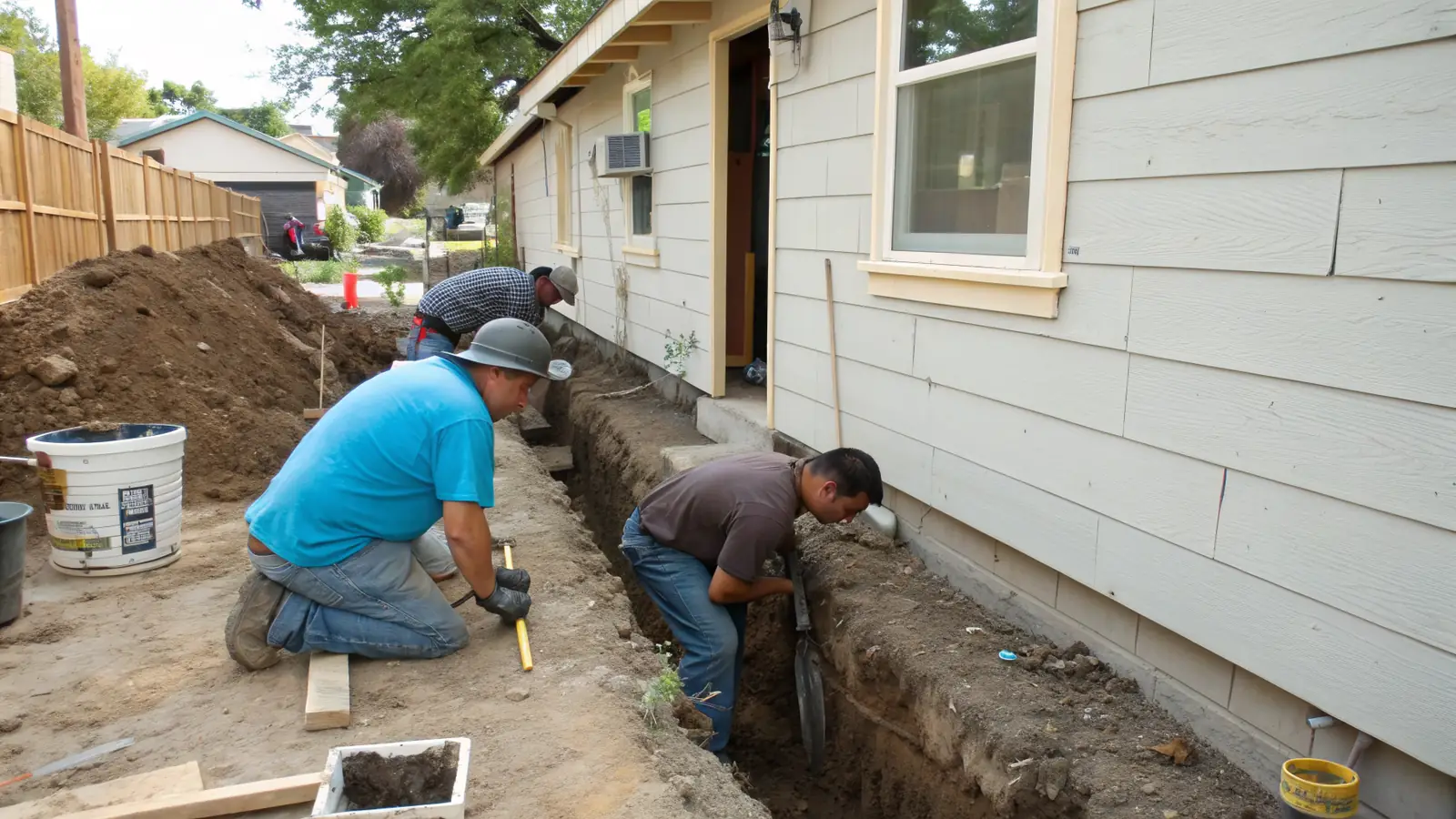 Foundation Repair pro at work on a home project