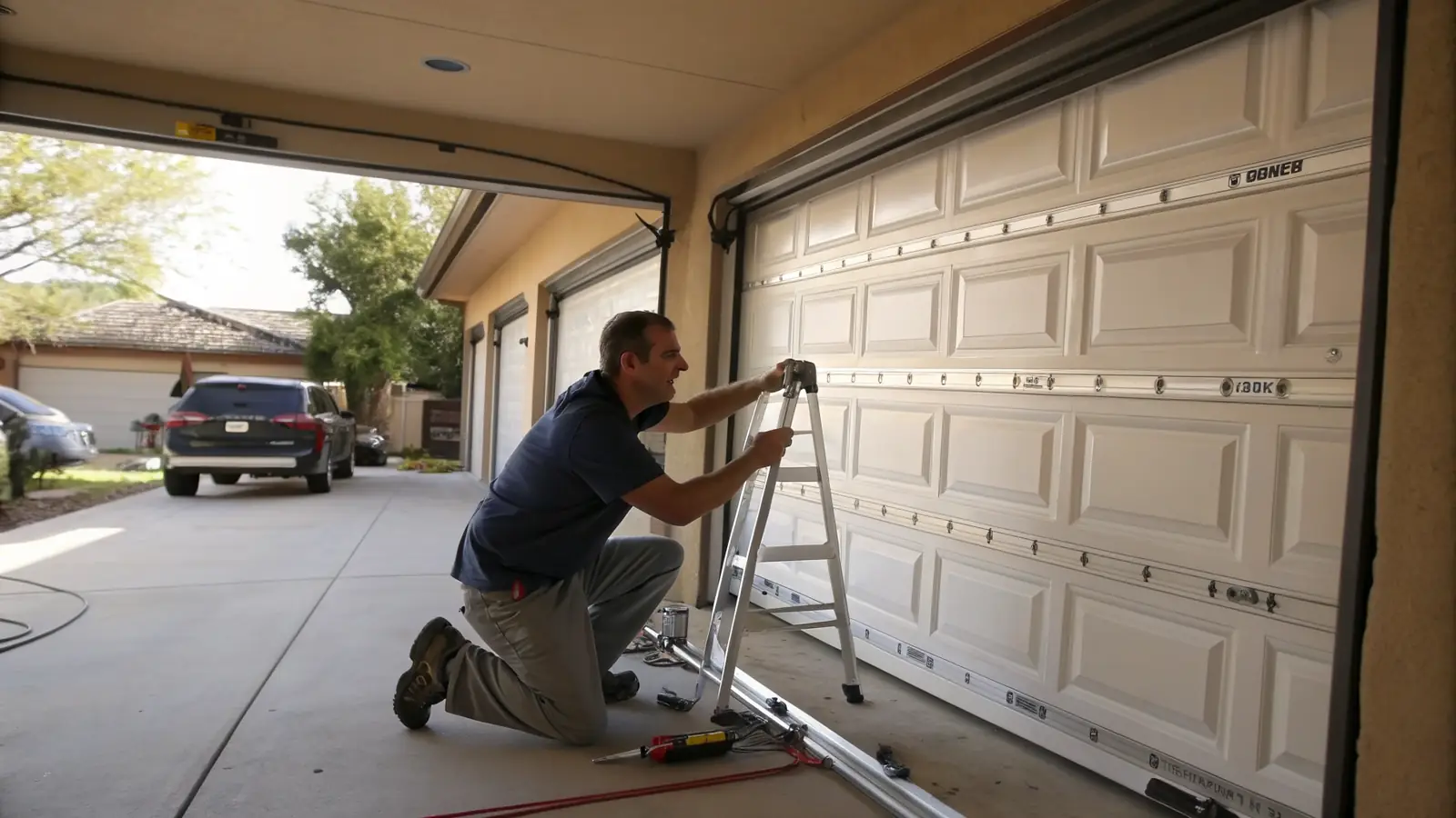 Garage Doors pro at work on a home project