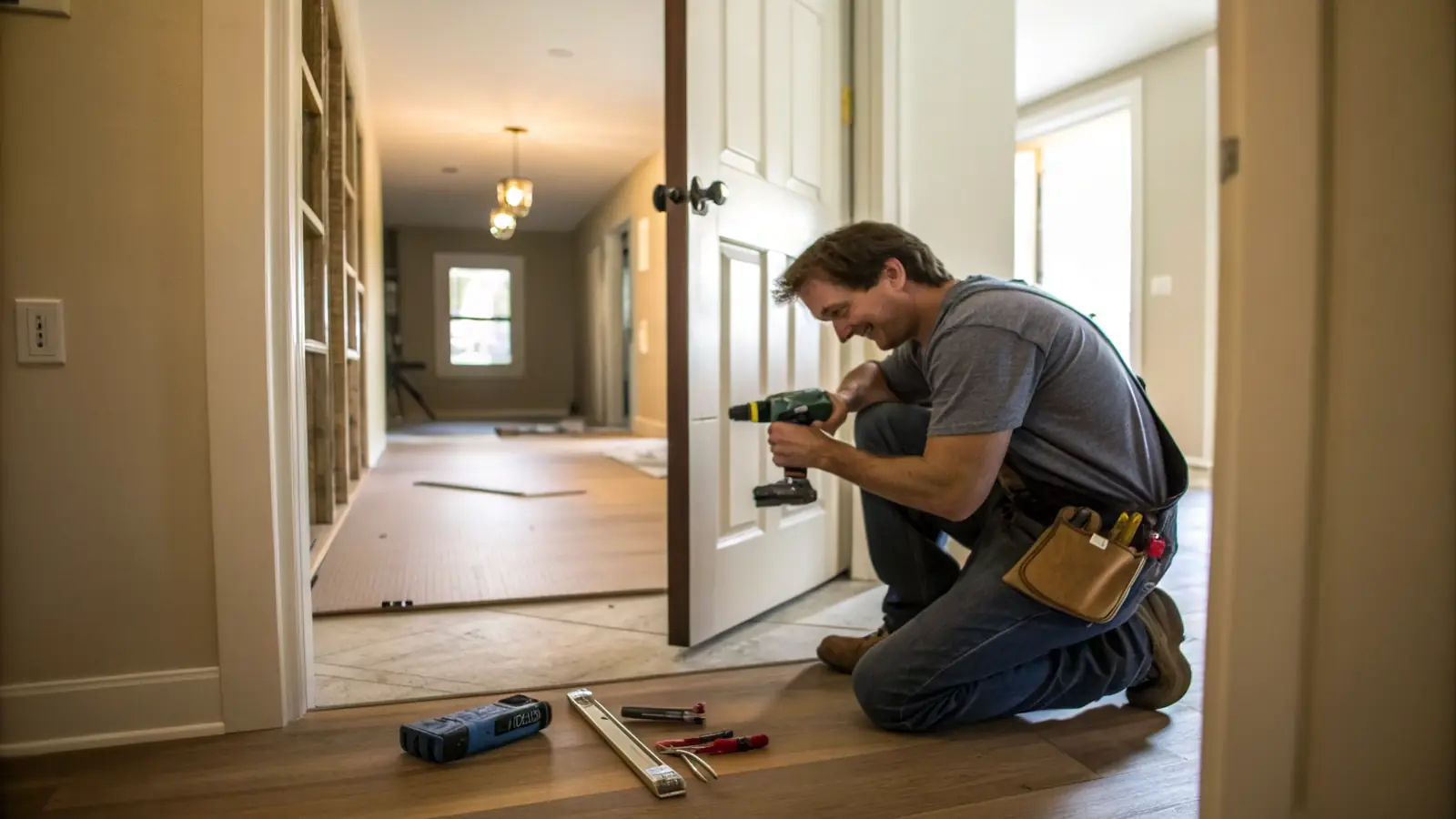 Handyman pro at work on a home project