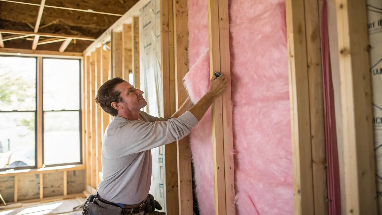 Insulation pro at work on a home project