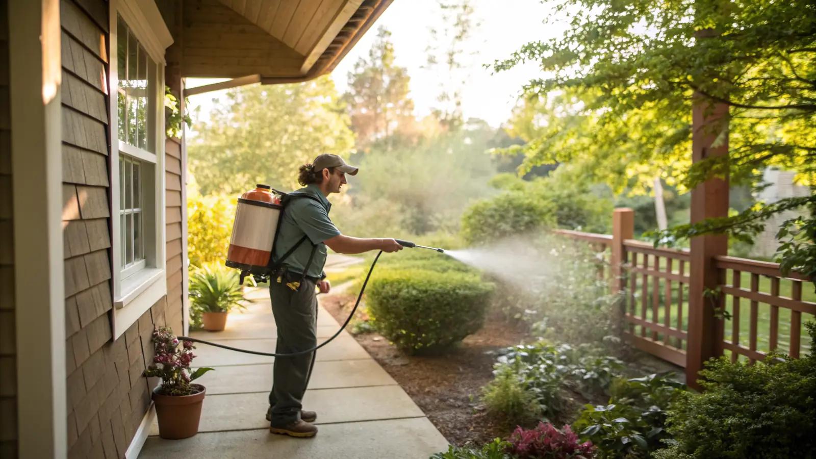 Pest Control pro at work on a home project